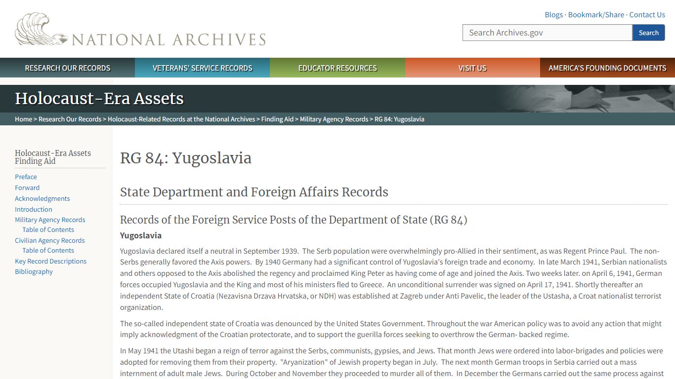 RG 84: Yugoslavia | National Archives